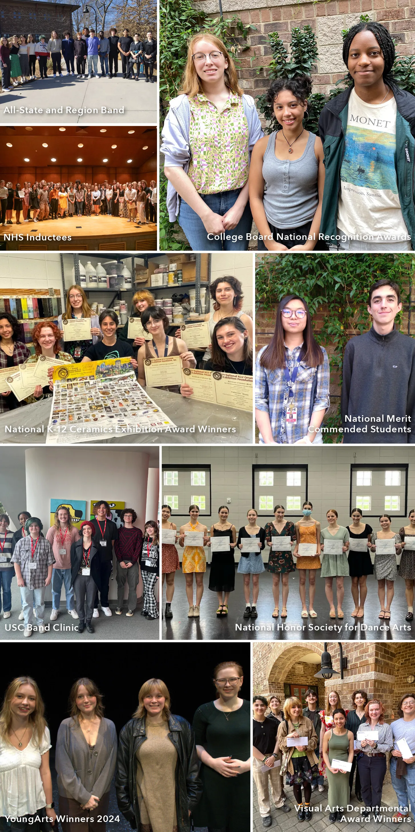 Photos of students with awards